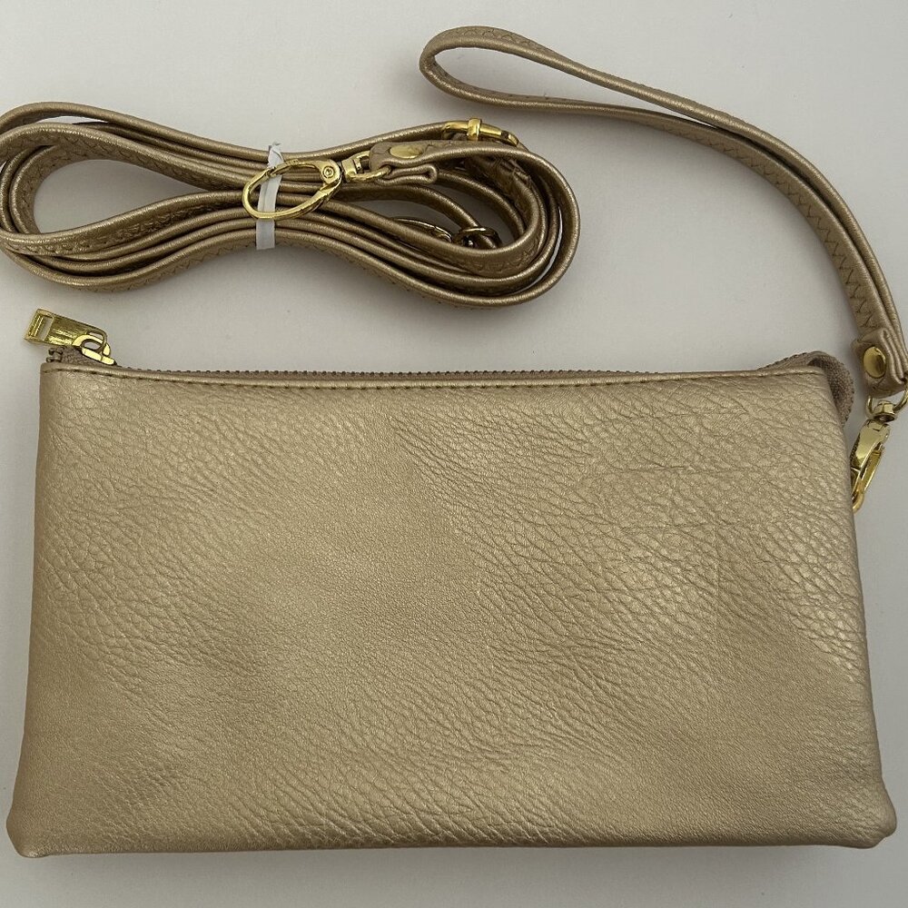 Gold Evening clutch pouch Crossbody bag/purse with multiple compartments